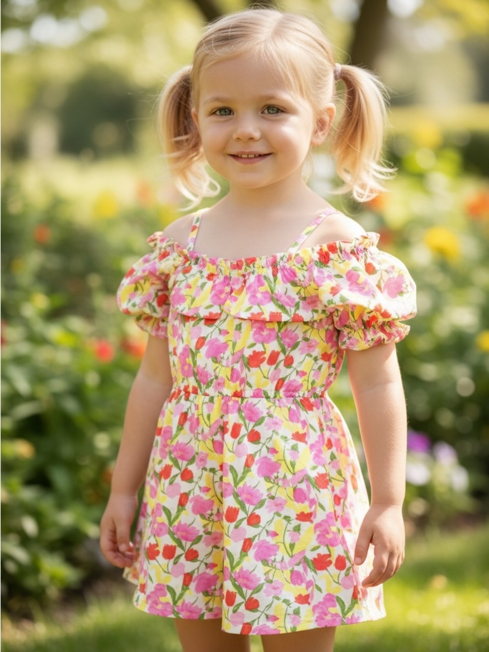 Janie And Jack Girls Off The Shoulder Floral Dress Size 6